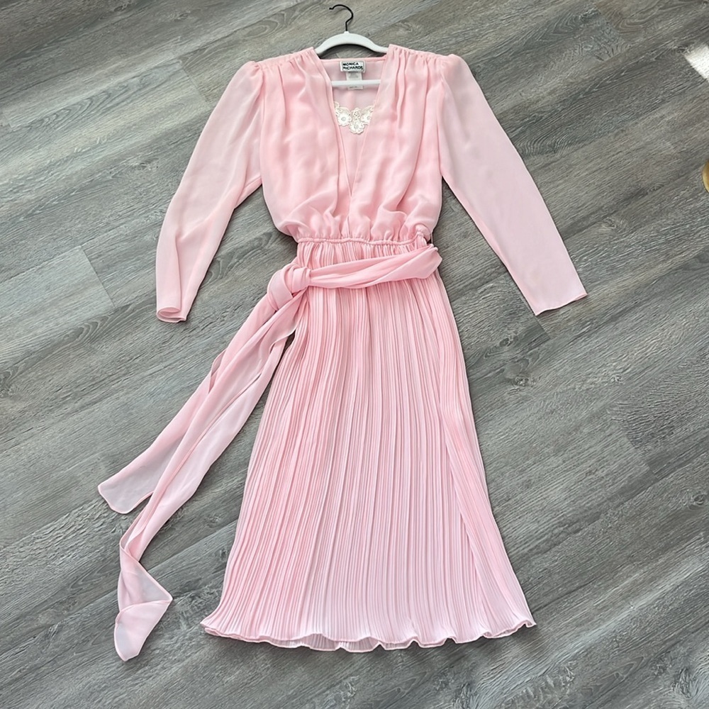 Light pink vintage dress balletcore feminine coquette fairy whimsical size 10 - Picture 8 of 11